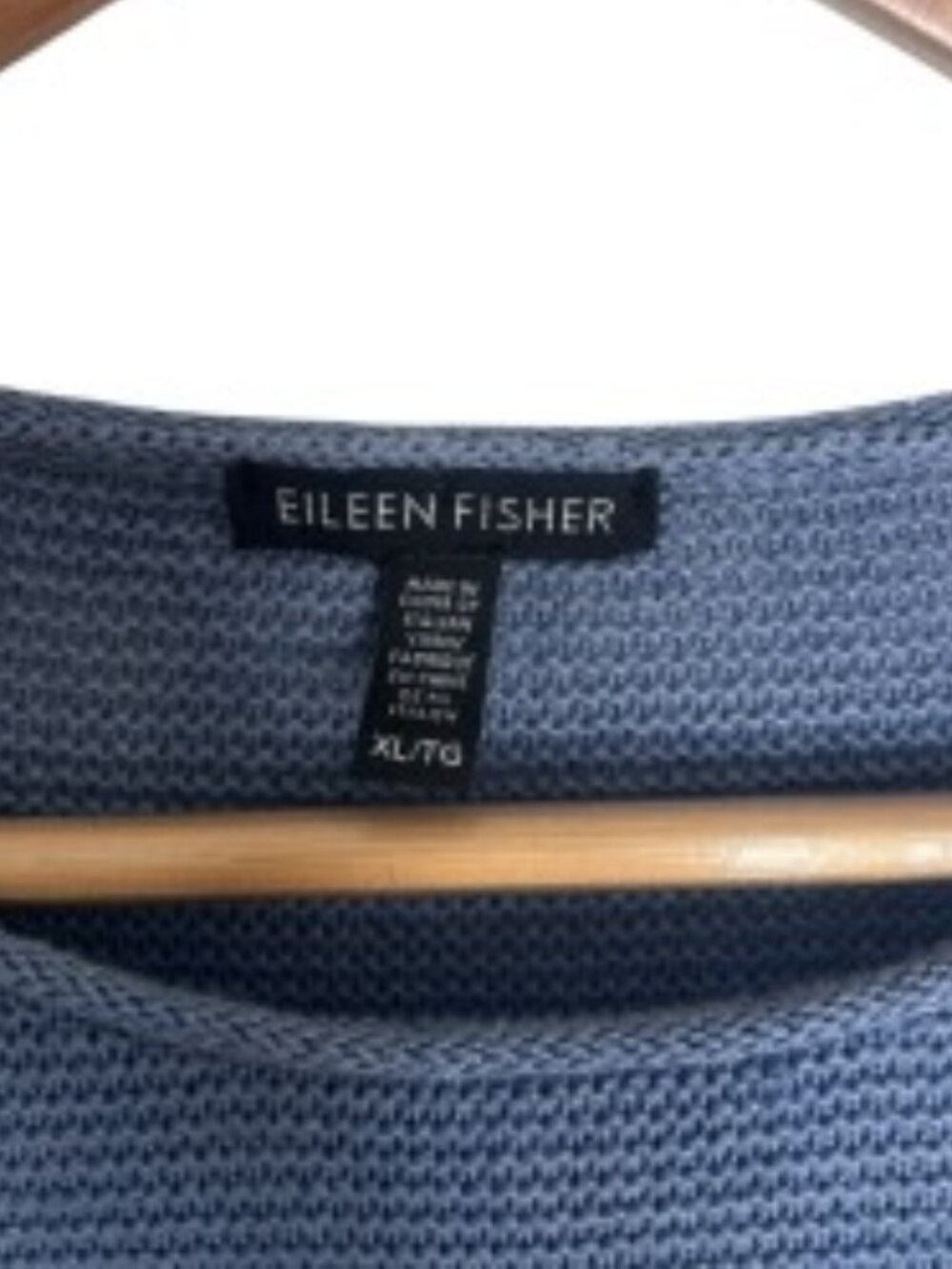 Eileen Fisher Blue Organic Linen Blend Short Sleeve Tunic Sweater XLarge - Picture 2 of 4